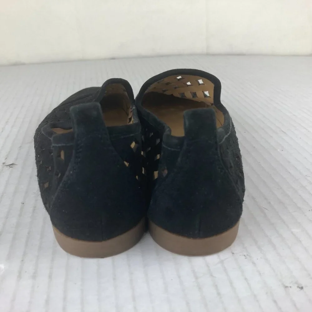 FRANCO SARTO Womens Sz 6 Black Suede Cut Out Slip On Flats‎ Loafers